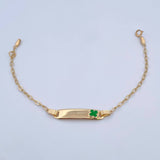 Bracelet Baby Drawer Clover Green 1.35gr / 13.2cm-14.3cm / 1.5mm Rectangular Curved Plate 18K Yellow Gold &