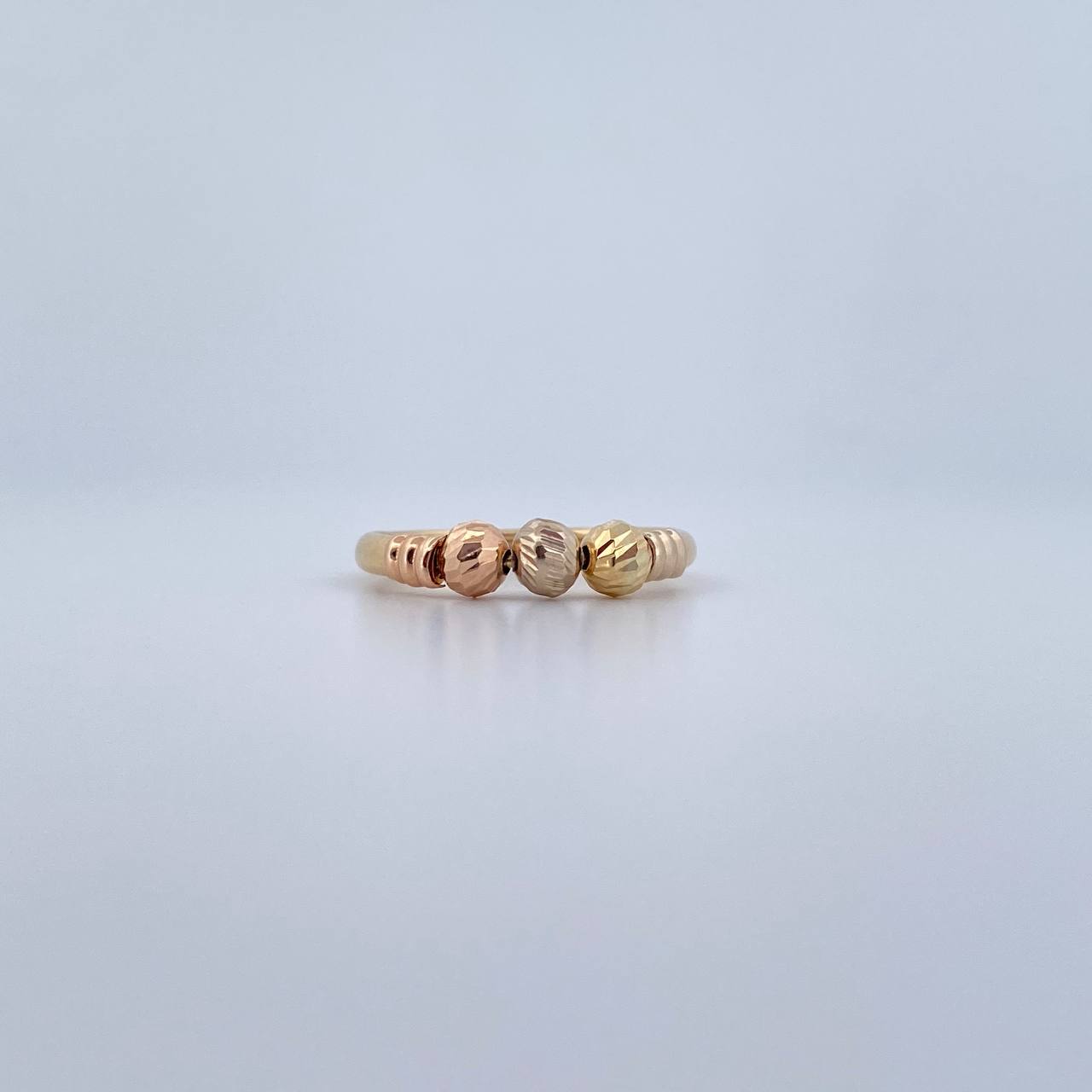 Ring Beads 1.85gr / T7 1/4 / 4mm Diamond Cut Three 18K Golds &
