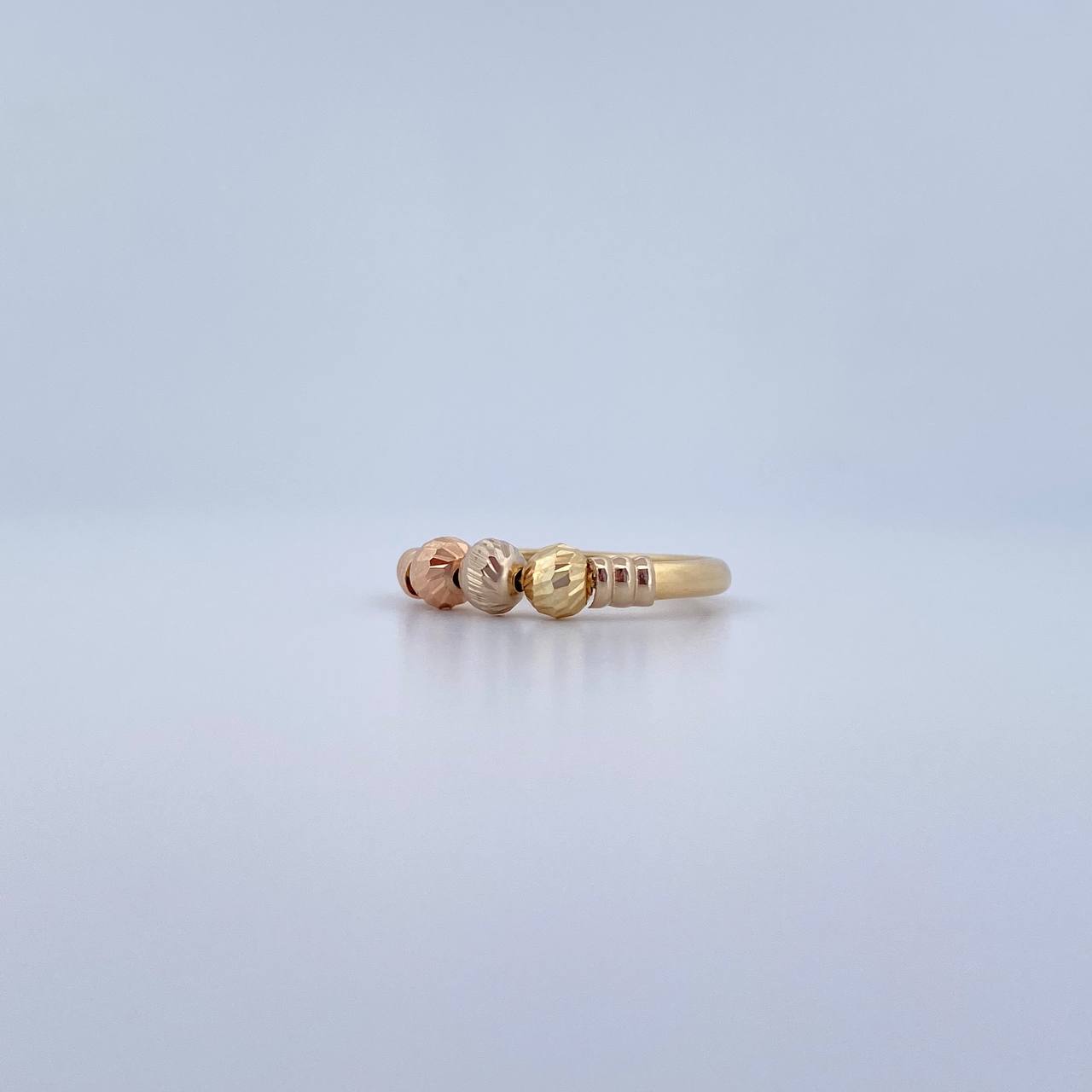 Ring Beads 1.85gr / T7 1/4 / 4mm Diamond Cut Three 18K Golds &