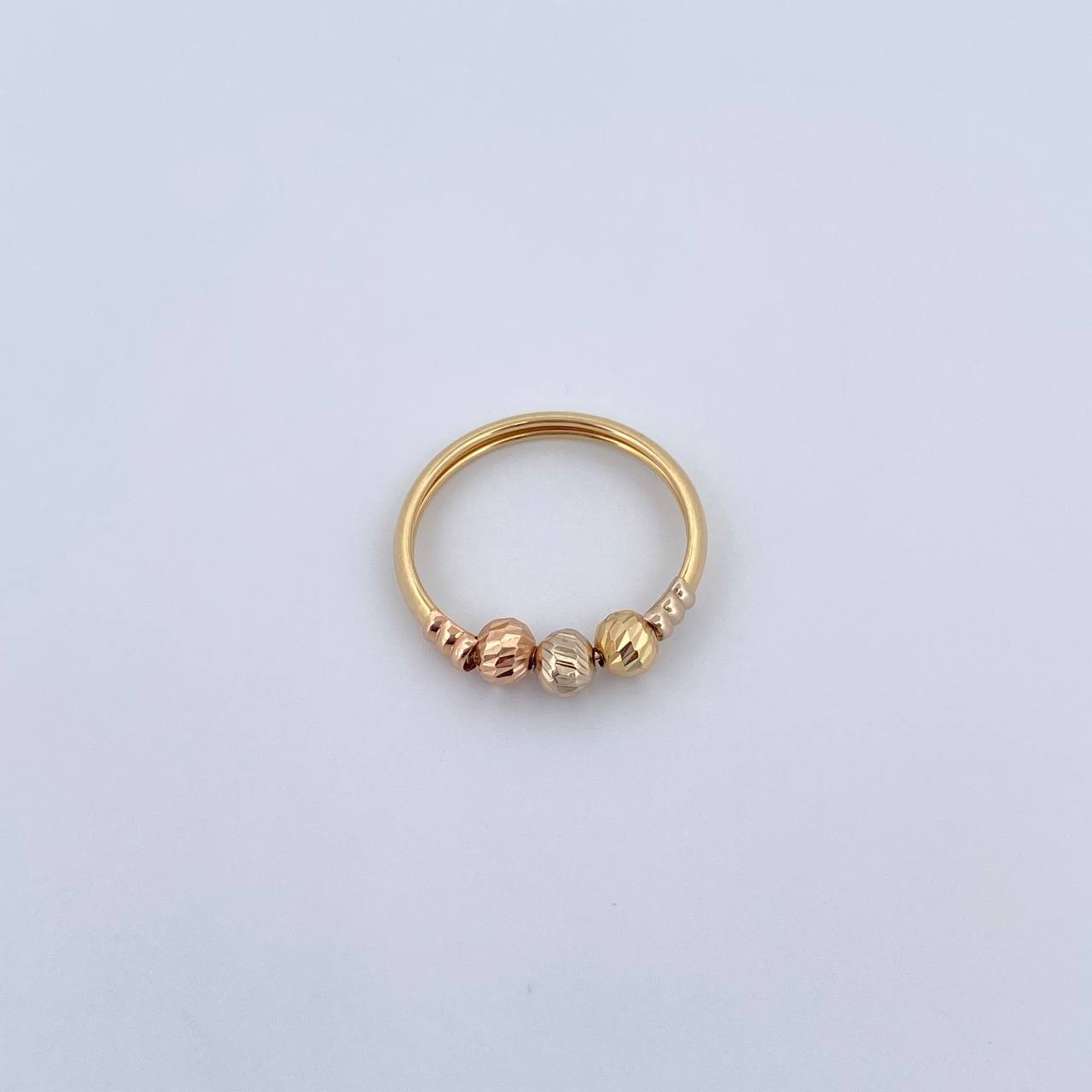 Ring Beads 1.85gr / T7 1/4 / 4mm Diamond Cut Three 18K Golds &