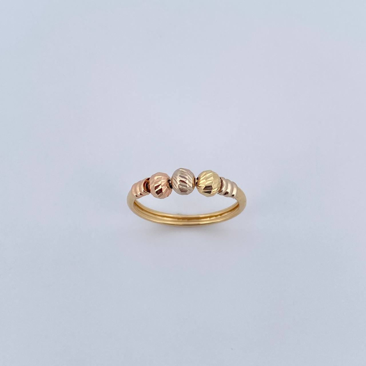 Ring Beads 1.85gr / T7 1/4 / 4mm Diamond Cut Three 18K Golds &