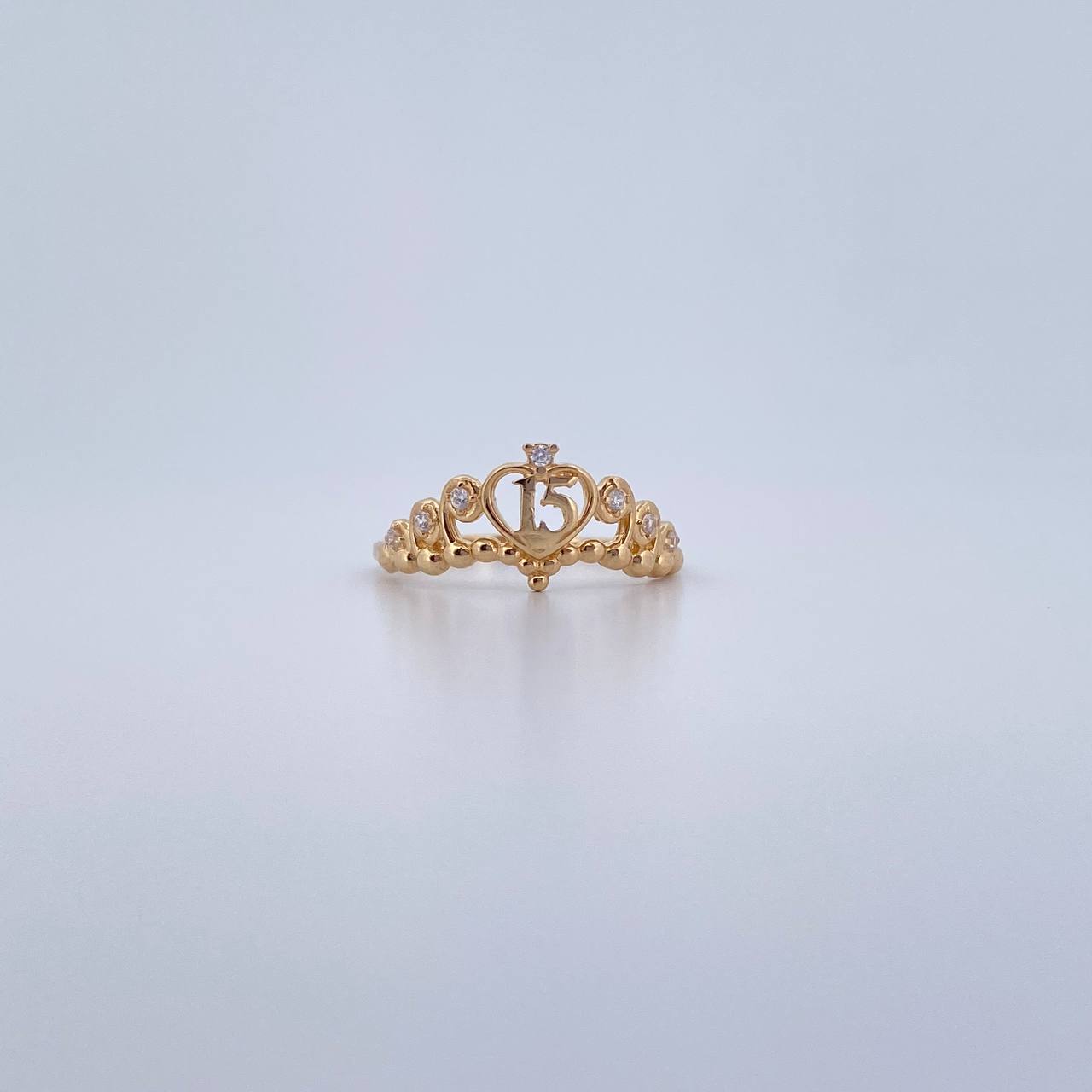 Tiara Ring 15s 1.7gr / Size 7 / White Zircons 18K Yellow Gold &