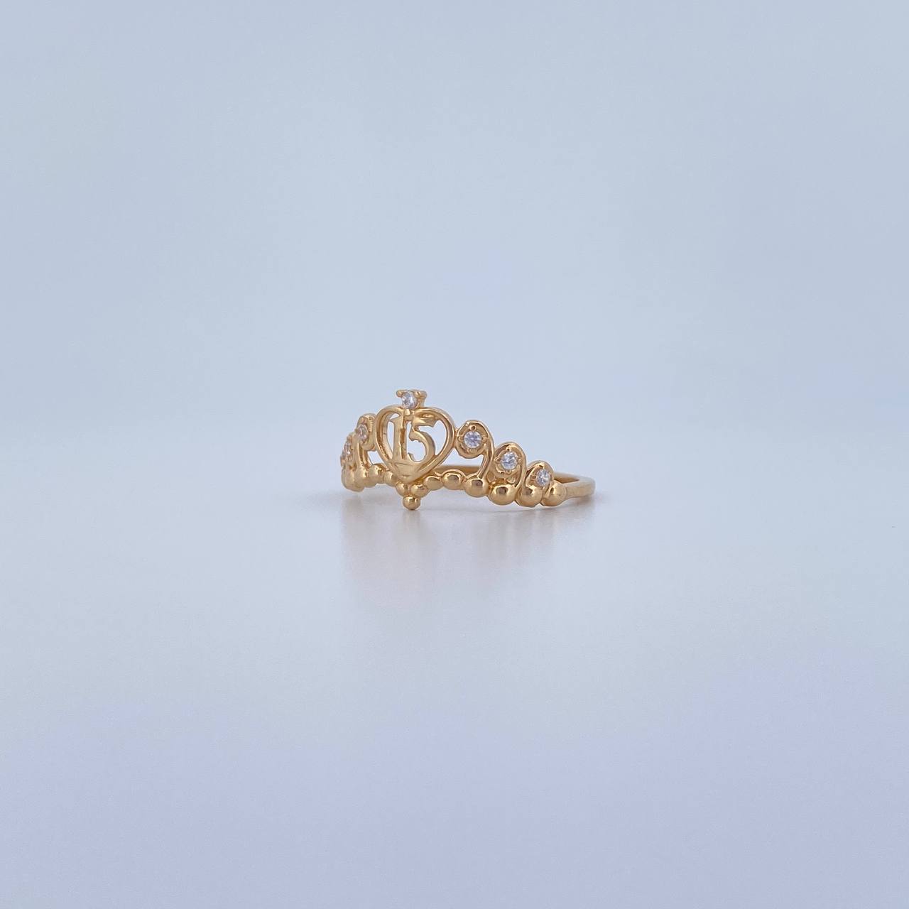 Tiara Ring 15s 1.7gr / Size 7 / White Zircons 18K Yellow Gold &
