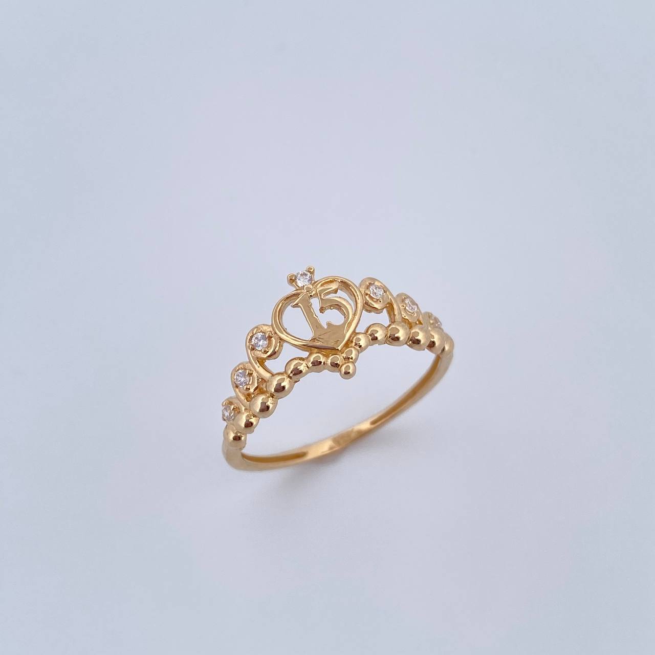 Tiara Ring 15s 1.7gr / Size 7 / White Zircons 18K Yellow Gold &