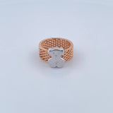 Bear Mesh Ring Ts 7.55gr / Size 7 3/4 / Two White and Rose 18K Golds &