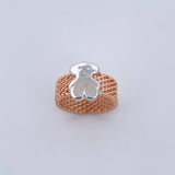 Bear Mesh Ring Ts 7.55gr / Size 7 3/4 / Two White and Rose 18K Golds &