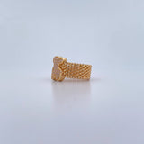 Bear Mesh Ring Ts 7.55gr / Size 6 1/2 / White Zircons 18K Yellow Gold &