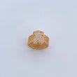 Bear Mesh Ring Ts 7.55gr / Size 6 1/2 / White Zircons 18K Yellow Gold &