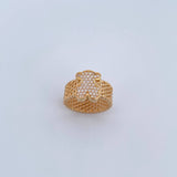 Bear Mesh Ring Ts 7.55gr / Size 6 1/2 / White Zircons 18K Yellow Gold &