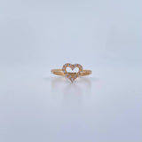 Heart Silhouette Ring 1.8gr / Size 6 3/4 / White Zircons 18K Yellow Gold &