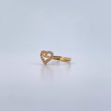Heart Silhouette Ring 1.8gr / Size 6 3/4 / White Zircons 18K Yellow Gold &