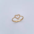 Heart Silhouette Ring 1.8gr / Size 6 3/4 / White Zircons 18K Yellow Gold &