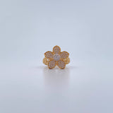 Sakura Flower Ring 3.5gr / T5 3/4 / White Zircons Two 18K Yellow and White Golds &