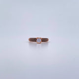 Ring Solitaire Bear Ts 2.05gr / Size 6 / White and Black Zircons 18K Rose Gold &