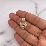 Pendant Bear Face 2.9gr / 2.1cm / White-Black-Green Zircons 18K Rose Gold $