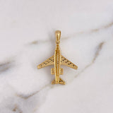 Pendant Airplane 5.1gr / 3.6mm White and Black Zircons Two 18K Yellow and White Golds #