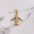 Pendant Airplane 5.1gr / 3.6mm White and Black Zircons Two 18K Yellow and White Golds #