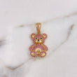 Pendant Bear 4.75gr / 3cm / Black Pink Zircons 18K Yellow Gold $