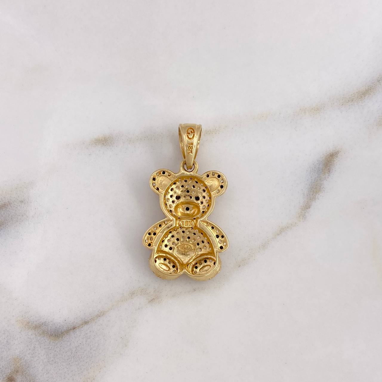 Pendant Bear 4.85gr / 3cm / White and Black Zircons Two 18K Yellow and White Gold $