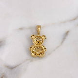 Pendant Bear 4.85gr / 3cm / White and Black Zircons Two 18K Yellow and White Gold $