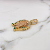 Dije Herradura Caballo 13.9gr / 4.8cm / Circones Blancos Verdes Dos OrosAmarillo Rosa 18K #