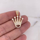 Dije Corona RX 3.7gr / 3cm / Circones Blancos Oro Amarillo 18K $