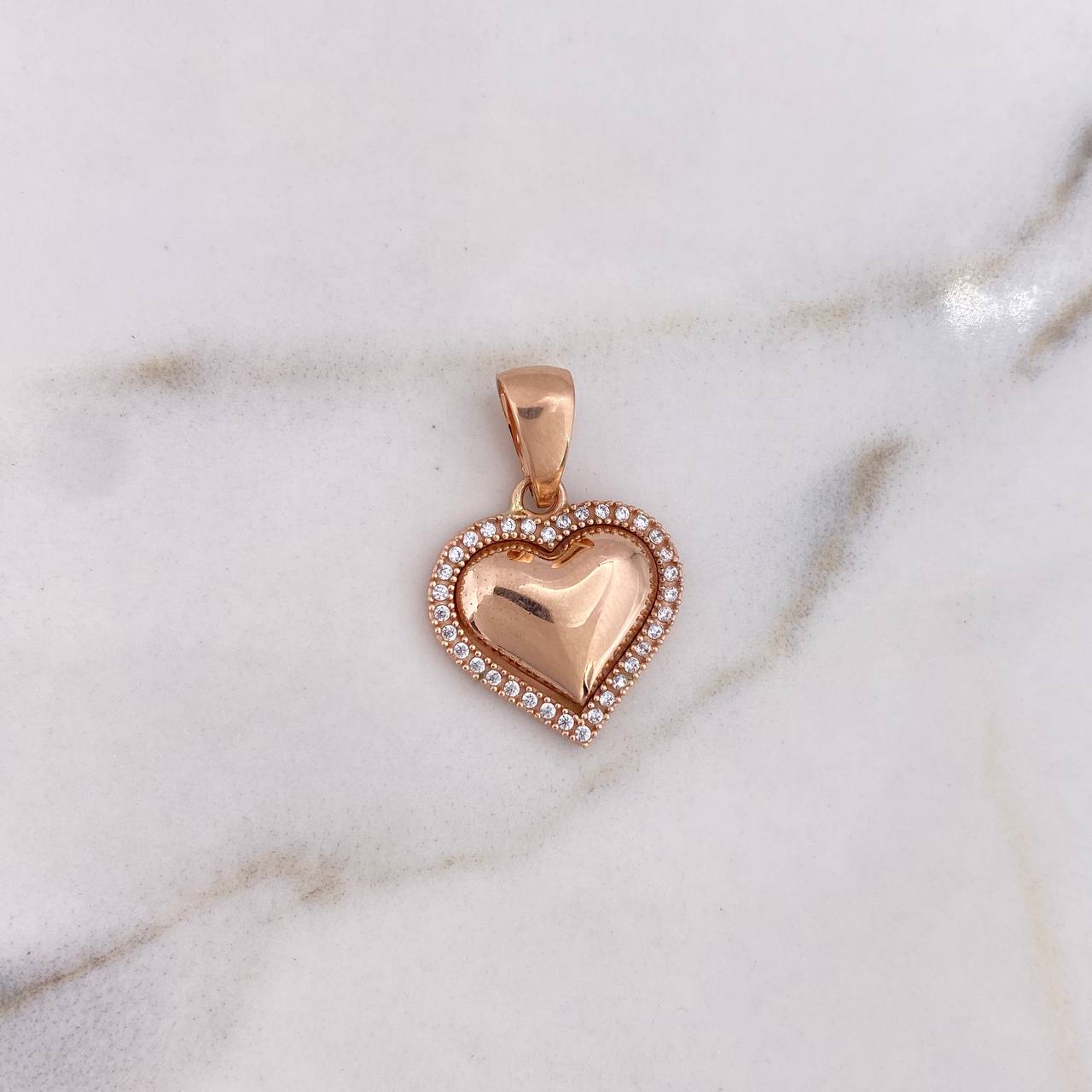 Pendant Heart 2.75gr / 2.5cm / White Zircons 18K Rose Gold $
