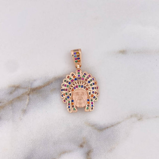 Pendant Indian 4.6gr / 3cm / Zircons Colors 18K Rose Gold &