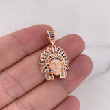 Pendant Indian 4.6gr / 3cm / Zircons Colors 18K Rose Gold &