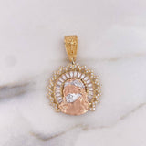 Pendant Christ Face 8gr / 3.7cm / White Zircons Three 18K Golds &