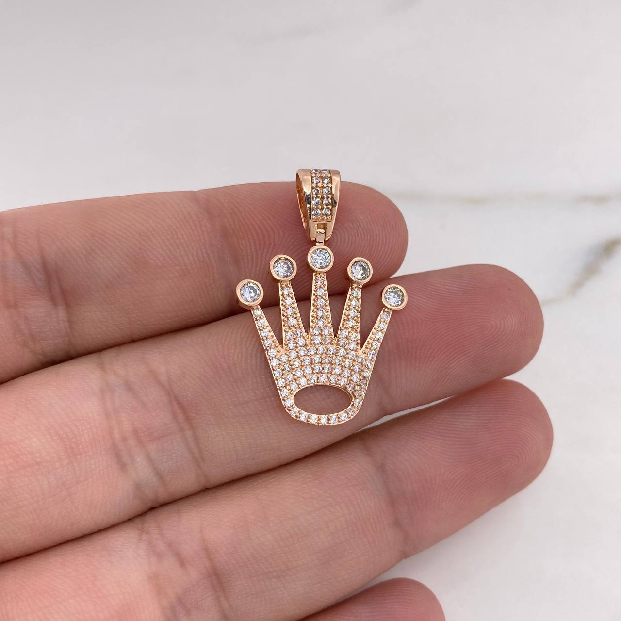 Pendant Corona RX 3.55gr / 3.1cm / White Zircons 18K Rose Gold &
