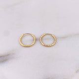 Hoop Earrings Striped Hoop 0.6gr / 1.2cm / Diamond Cut 18K Yellow Gold &