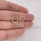 Hoop Earrings Striped Hoop 0.6gr / 1.2cm / Diamond Cut 18K Yellow Gold &