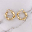 Hoop Earrings Demi 4.8gr / 2.8cm / Yellow Gold 18K Dotted Flower &