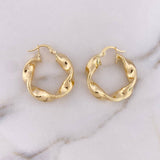 Hoop Earrings Demi 4.8gr / 2.8cm / Yellow Gold 18K Dotted Flower &