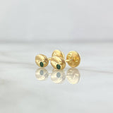 Stud Earrings Coffee Grain 0.6gr / 6.5mm Green Zircon Yellow Gold 18K