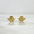 Stud Earrings Sheet 1gr / 9mm Green Zircons 18K Yellow Gold ©