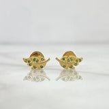 Stud Earrings Sheet 1gr / 9mm Green Zircons 18K Yellow Gold ©