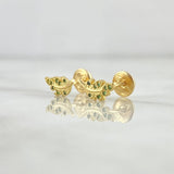 Stud Earrings Sheet 1gr / 9mm Green Zircons 18K Yellow Gold ©