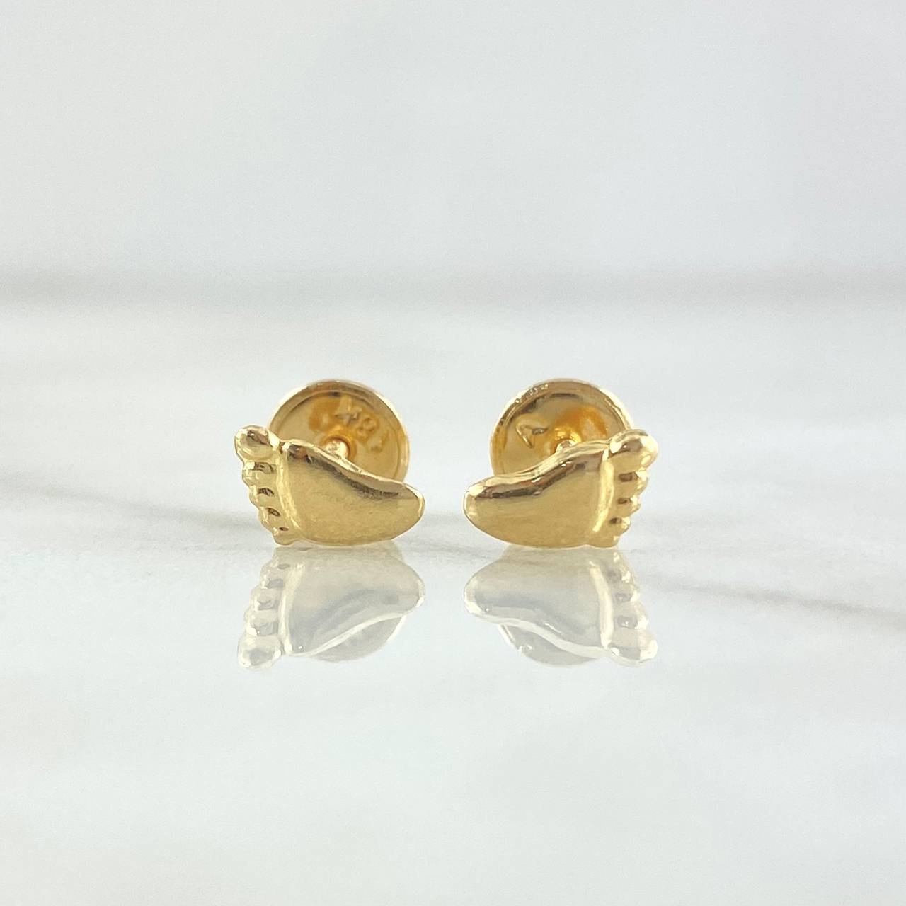 Feet Stud Earrings 0.5gr / 7.5mm Yellow Gold 18K ©