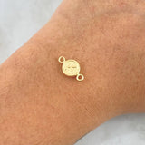 Herraje Letra K 0.35gr / 1.5cm / Circulo Texturizado Rustico Oro Amarillo 18K