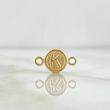 Herraje Letra K 0.35gr / 1.5cm / Circulo Texturizado Rustico Oro Amarillo 18K
