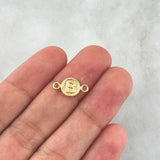 Herraje Letra B 0.35gr / 1.5cm / Circulo Texturizado Rustico Oro Amarillo 18K