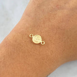 Herraje Letra B 0.35gr / 1.5cm / Circulo Texturizado Rustico Oro Amarillo 18K