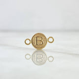 Herraje Letra B 0.35gr / 1.5cm / Circulo Texturizado Rustico Oro Amarillo 18K