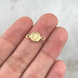 Charm Letter I 0.35gr / 1.5cm / Rustic Textured Circle 18K Yellow Gold
