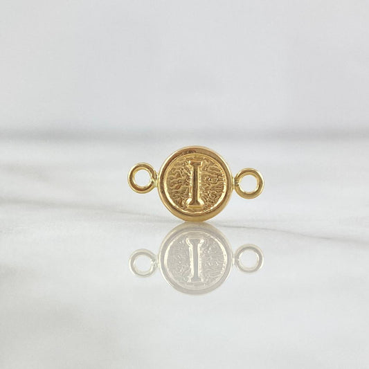 Charm Letter I 0.35gr / 1.5cm / Rustic Textured Circle 18K Yellow Gold