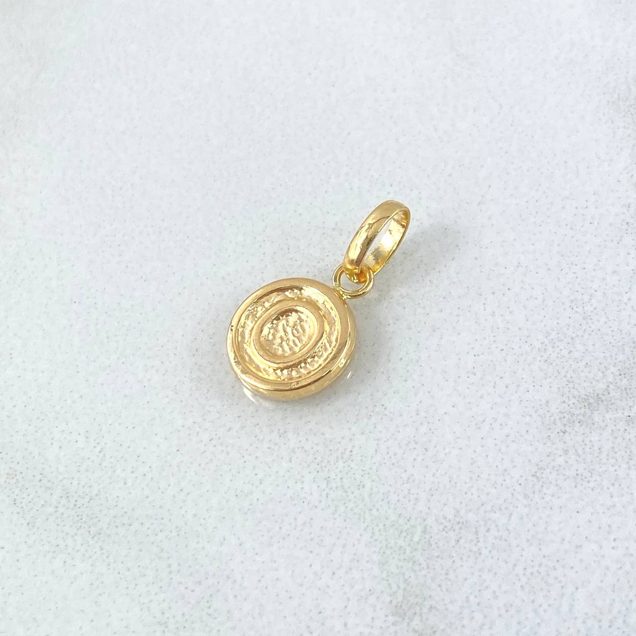 Pendant Letter O 0.35gr / 1.5cm / Rustic Textured Circle 18K Yellow Gold