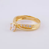 Crossed Solitaire Ring 3.2g / T7 1/2 18K Yellow Gold