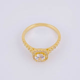 Anillo Solitario Halo Cuadrado 3.1g / T7 1/4 Oro Amarillo 18K